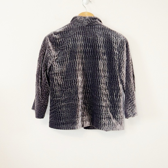 EILEEN FISHER Velvet Quilted Lattice Jacket Silk Blend Like New! Size XS - Picture 4 of 8